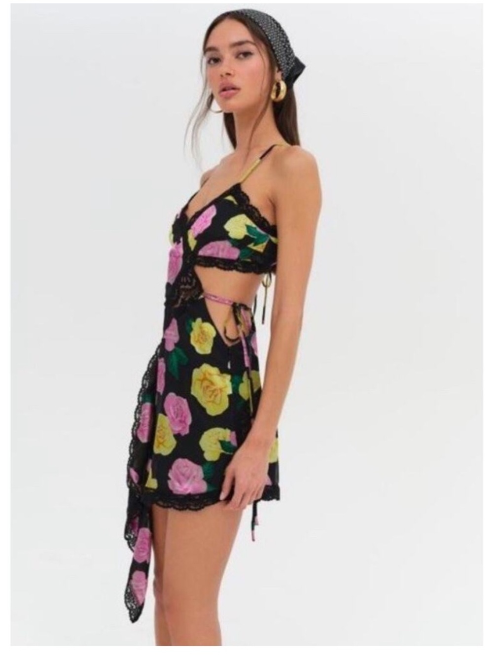 NWT For Love & Lemons Madison Floral Cut-Out Mini Dress